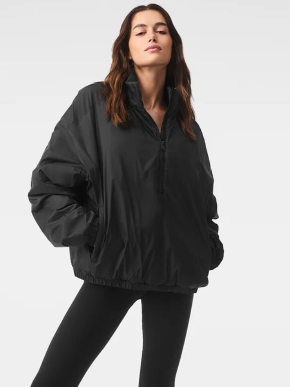 ALO Yoga Latitude Lightweight 1/2 Zip Pullover Jacket Black XL